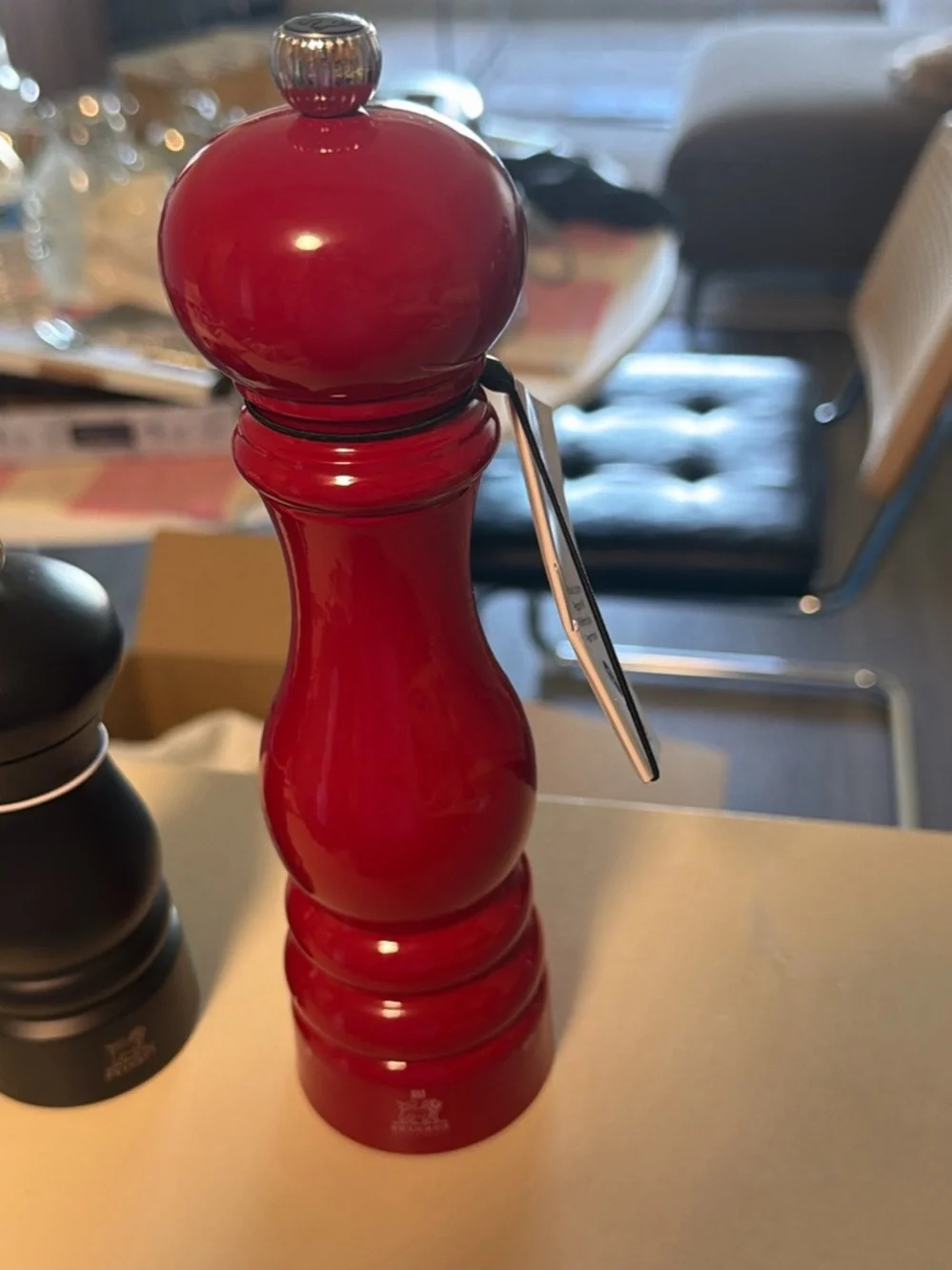Peugeot Red Pepper Mill with Silver Knob